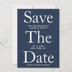 Nautical Navy Blue Big Modern Save The Date