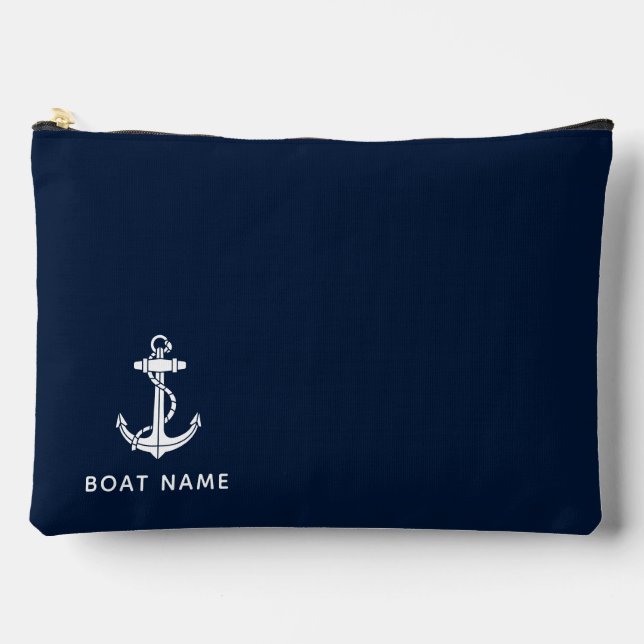Nautical Navy Blue Boat Anchor Custom Cruise Swag Accessory Pouch (Front)