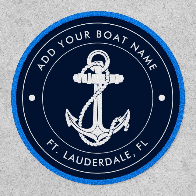 Nautical Navy Blue Boat Anchor Custom Patch (Front)