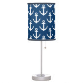 Nautical navy blue boat anchor pattern table lamp (Left)