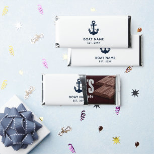 Nautical Navy Blue Boat Name Anchor Hershey Bar Favors