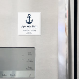 Nautical Navy Blue Boat Name Anchor Save the Date Magnet