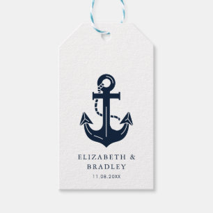 Nautical Navy Blue Boat Name Anchor Wedding Gift Tags