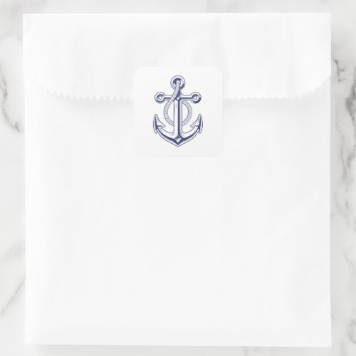 Nautical Navy Blue Boat Ocean Anchor Wedding  Square Sticker