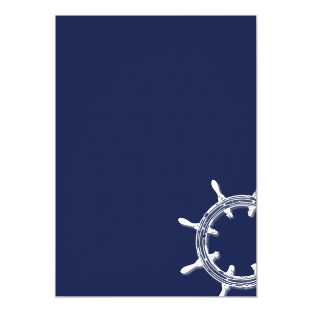 Nautical Navy Blue Bridal Shower Invitations Wheel