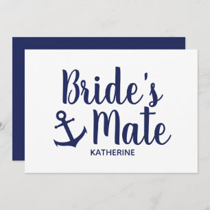 Nautical navy blue bride's mate anchor bridesmaid invitation