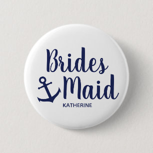 Nautical navy blue bridesmaid anchor button