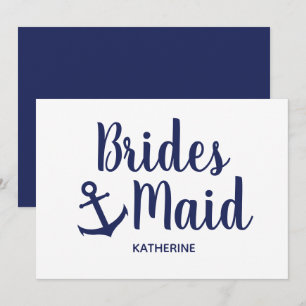 Nautical navy blue bridesmaid with anchor invitation