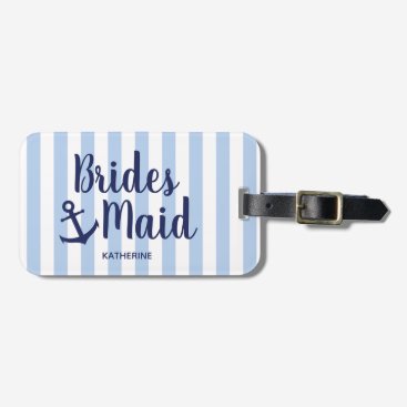 Nautical navy blue bridesmaid with anchor & stripe bag tag Nautical navy blue bridesmaid with anchor & stripe bag tag