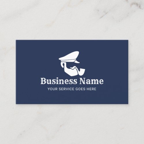 Nautical Navy Blue Captain Logo Professional Business Card