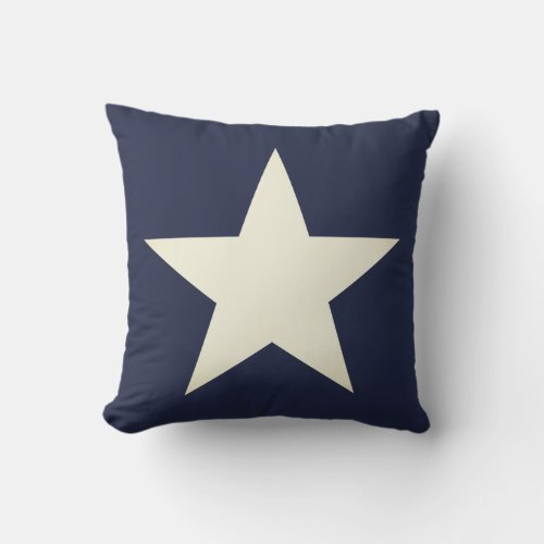 Nautical Navy Blue  Cream Star Throw Pillow