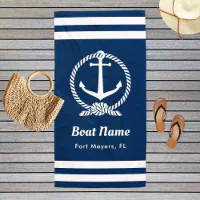 2 Nautical Anchor and Ship's Wheel Bath Towels,guest Towel,custom Boat Towel,custom  Boat Name,embroidered,personalized,boat Name Hand Towels 