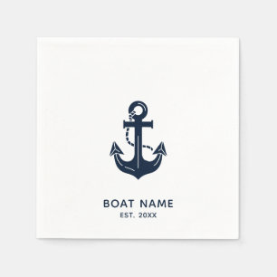 Nautical Navy Blue Custom Boat Name Napkins