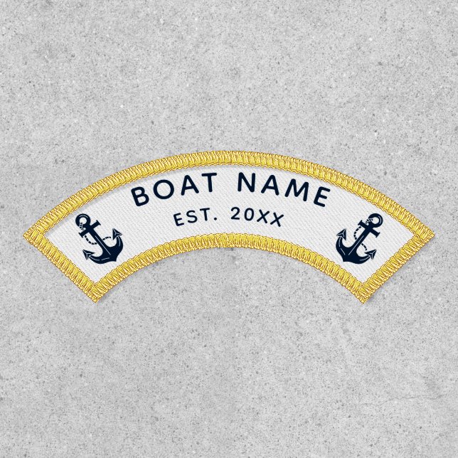 Nautical Navy Blue Custom Boat Name Patch (Front)