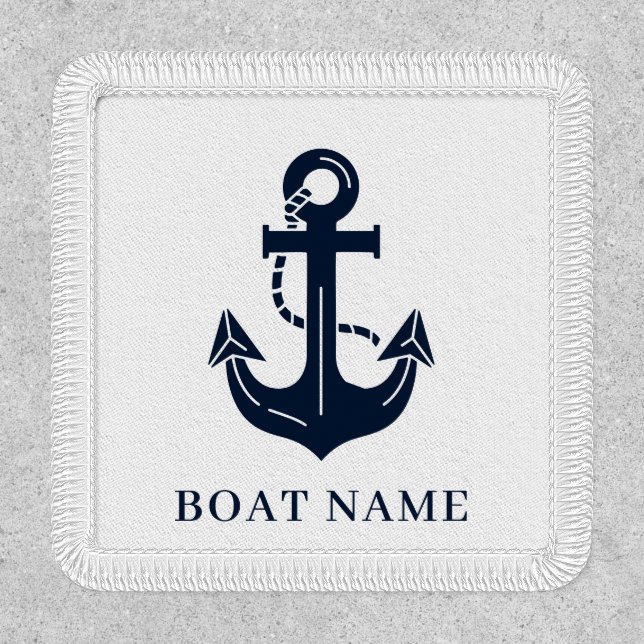 Nautical Navy Blue Custom Boat Name Patch (Front)