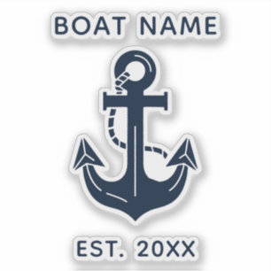 Nautical Navy Blue Custom Boat Name Sticker
