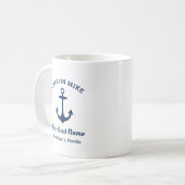 Nautical Navy Blue Custom Captain Boat Name Coffee Mug (Front Left)