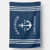 Nautical Navy Blue Custom Family Lake House House Flag | Zazzle