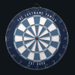 Nautical Navy Blue Custom Text | Blues & Off-White Dart Board<br><div class="desc">Custom text dartboard with a nautical color scheme featuring a dark navy blue frame and 2 shades of blue on the dartboard with an off-white mix.</div>