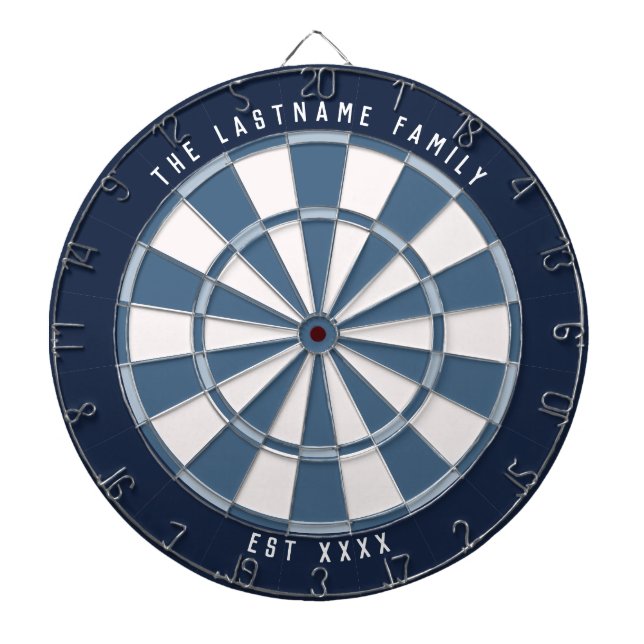 Nautical Navy Blue Custom Text | Blues & Off-White Dart Board (Front)