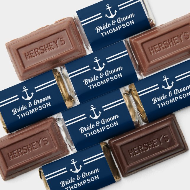 Nautical Navy Blue Custom Wedding Monogram Hershey's Miniatures (Assorted)