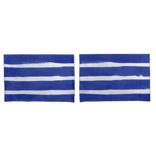 Nautical Navy Blue Distressed Striped Watercolor  Pillow Case