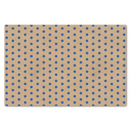 Nautical Navy Blue Dots Faux Rustic Brown Kraft Tissue Paper