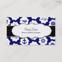 Nautical Navy Blue Double Sided Business Cards