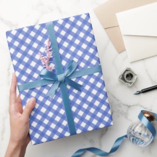 Nautical Navy Blue Gingham Pattern Wrapping Paper
