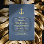 Nautical Navy Blue Gold Anchor 80th Birthday Party Invitation<br><div class="desc">Nautical Navy Blue Gold Anchor 80th Birthday Party Party Invitations.</div>