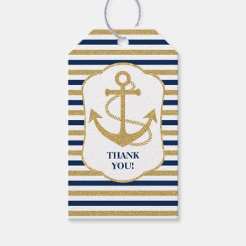 Nautical Navy Blue Gold Anchor Gift Tags by SpecialOccasionCards at Zazzle