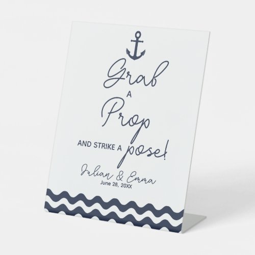 Nautical Navy blue Grab a prop strike Print Pedestal Sign