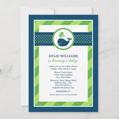 Baby Shower Invitation | Nautical Preppy Whale Invite