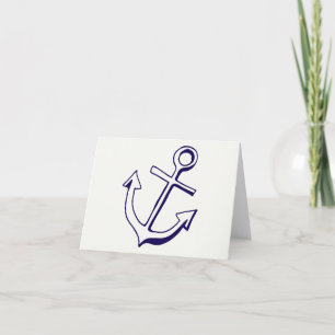 Nautical Navy Blue hip Anchor Sailor Hello Thanks Letterpress Thank You Card