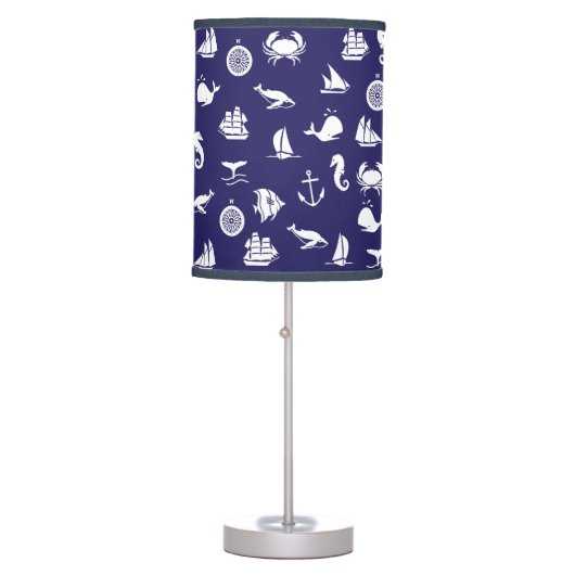 Nautical Navy Blue Home and Room Decor Lamp (Front)