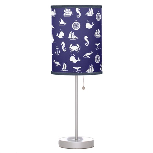 Nautical Navy Blue Home and Room Decor Lamp (Left)