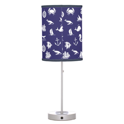 Nautical Navy Blue Home and Room Decor Lamp (Back)