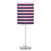 Nautical Navy Blue Hot Pink Stripes Anchor Design Table Lamp (Back)