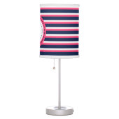 Nautical Navy Blue Hot Pink Stripes Anchor Design Table Lamp (Right)