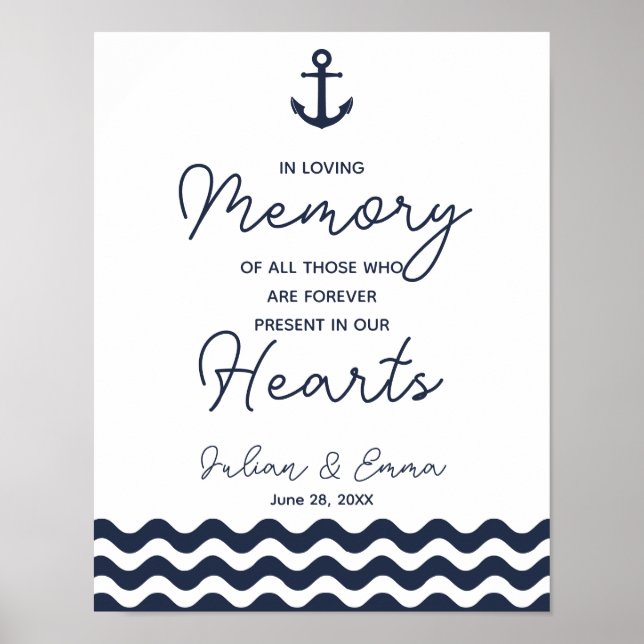 Nautical Navy Blue In loving Memory print (Front)