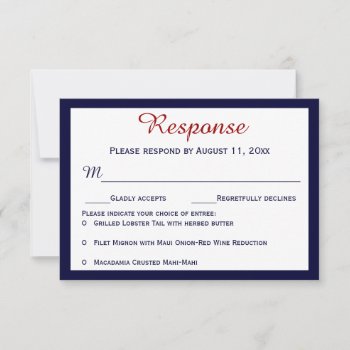 Nautical Navy Blue Lobster Wedding Rsvp Cards by coastal_life at Zazzle