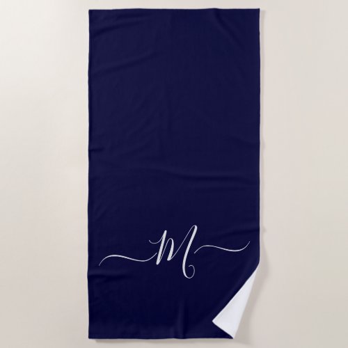 Nautical Navy Blue  Monogram initial  Beach Towel
