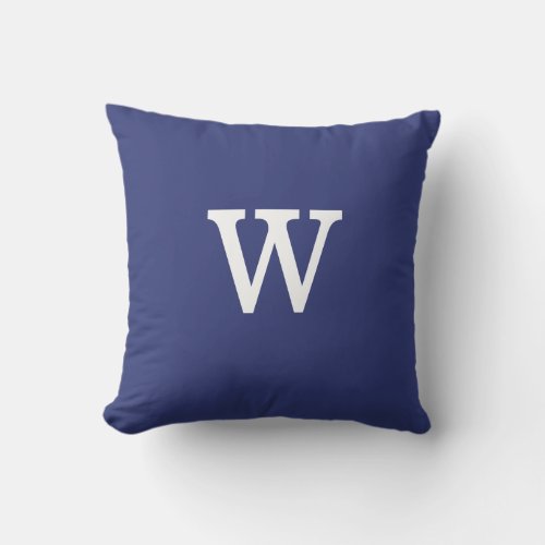 Nautical Navy Blue Monogram with Stripes on Back Outdoor Pillow