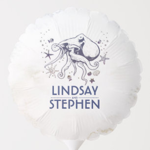 Nautical Navy Blue Octopus Underwater Beach Balloon