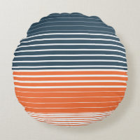 Nautical Navy Blue Orange Stripes  Accent Pillow