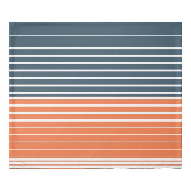 Nautical Navy Blue Orange Stripes   Duvet Cover (Front)