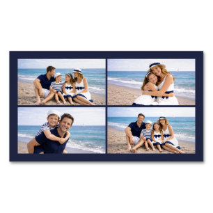 Nautical Navy Blue Personalized Family Photo Business Card Magnet