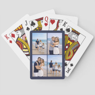 Nautical Navy Blue Personalized Family Photo Poker Cards