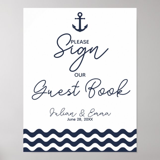Nautical Navy blue Please sign guest book print (Front)