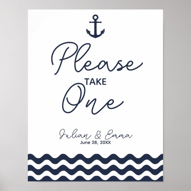 Nautical Navy Blue Please take one print favor (Front)